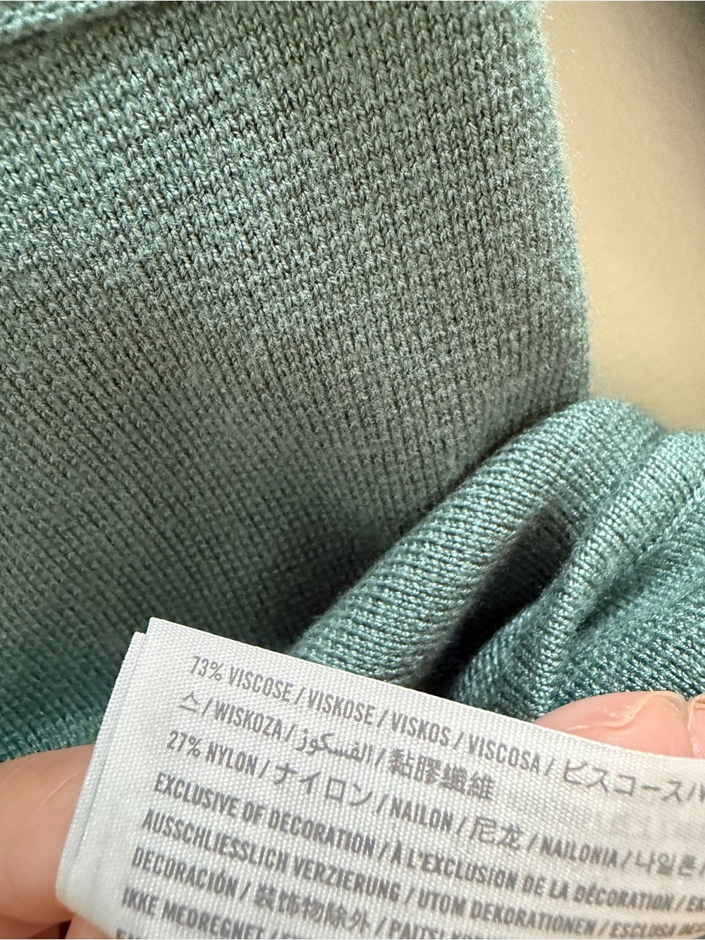 Abercrombie & Fitch Ribbed V-Neck Bodysuit in Dusty Teal Green - Picture 5 of 7